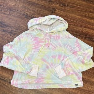 Mesh crop hoodie PINK medium tie die colors